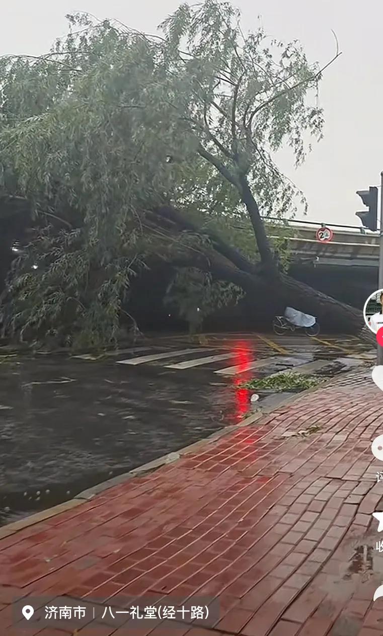 一秒天黑 濟南突降暴雨
